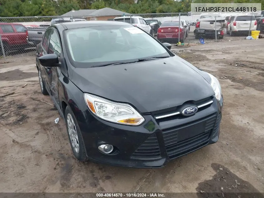 2012 Ford Focus Se VIN: 1FAHP3F21CL448118 Lot: 40614570