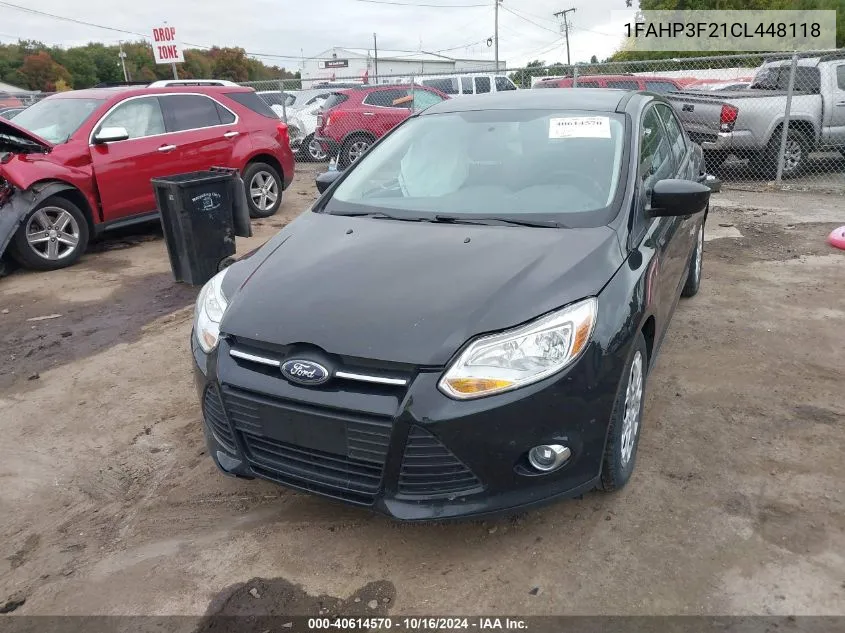 2012 Ford Focus Se VIN: 1FAHP3F21CL448118 Lot: 40614570