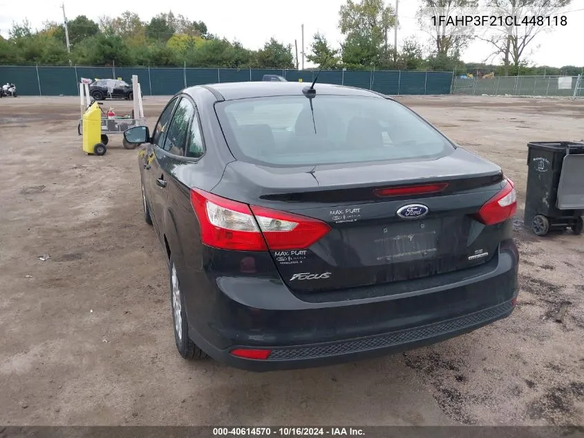 2012 Ford Focus Se VIN: 1FAHP3F21CL448118 Lot: 40614570