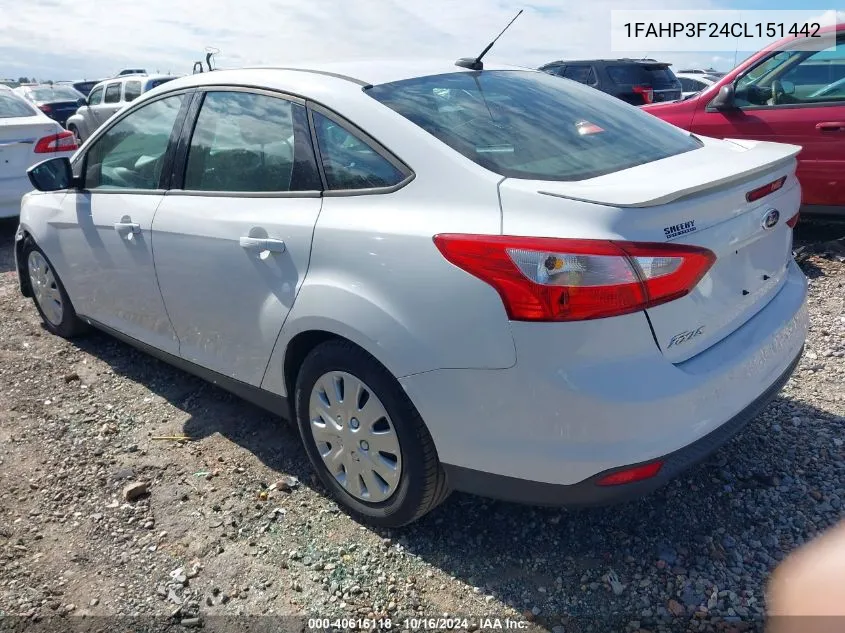 2012 Ford Focus Se VIN: 1FAHP3F24CL151442 Lot: 40616118