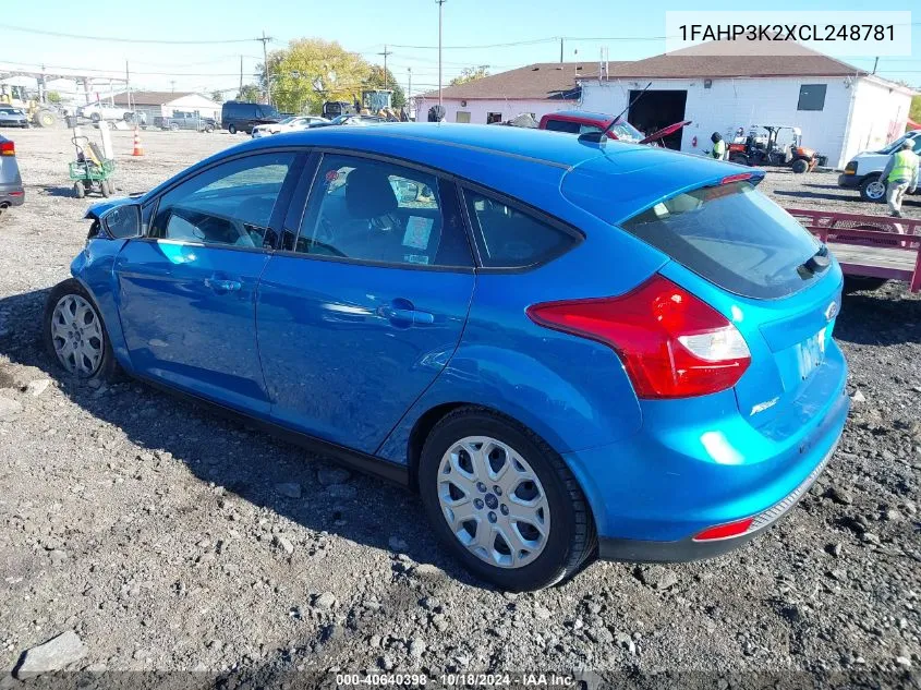 2012 Ford Focus Se VIN: 1FAHP3K2XCL248781 Lot: 40640398