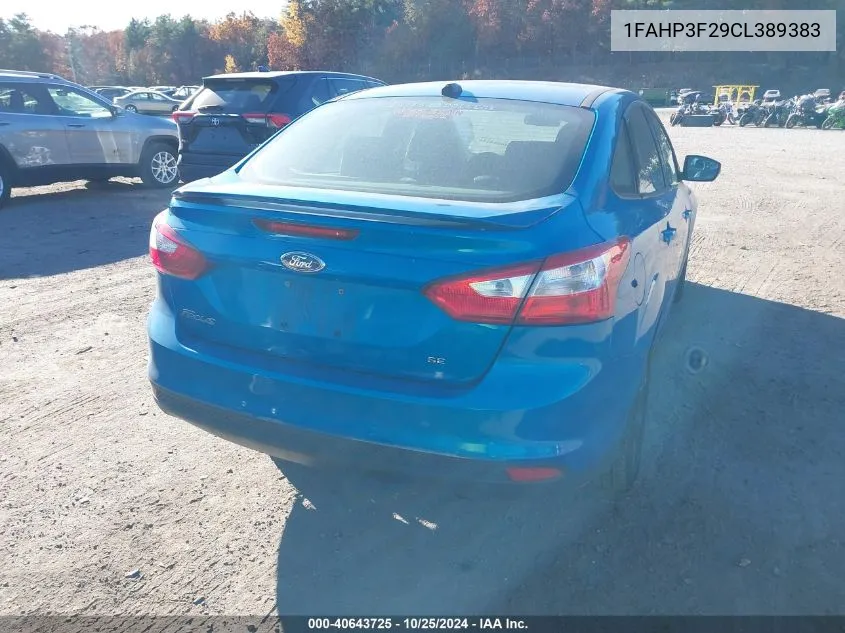 2012 Ford Focus Se VIN: 1FAHP3F29CL389383 Lot: 40643725