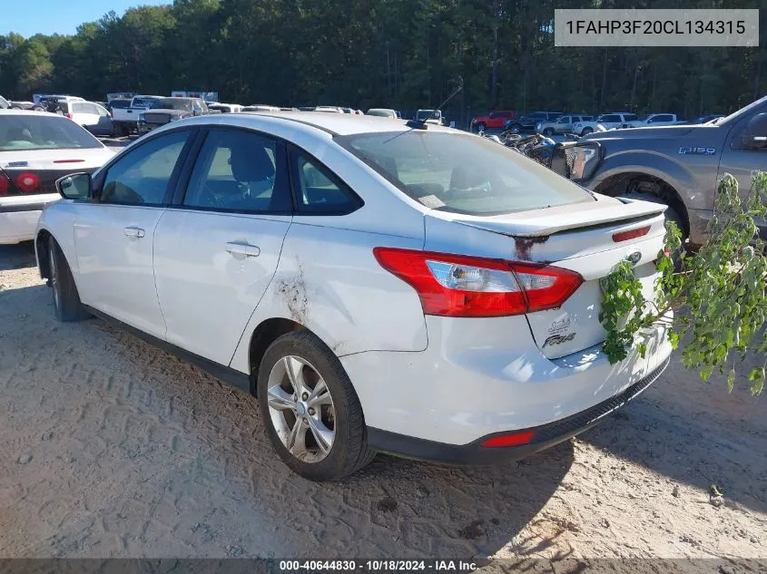 2012 Ford Focus Se VIN: 1FAHP3F20CL134315 Lot: 40644830