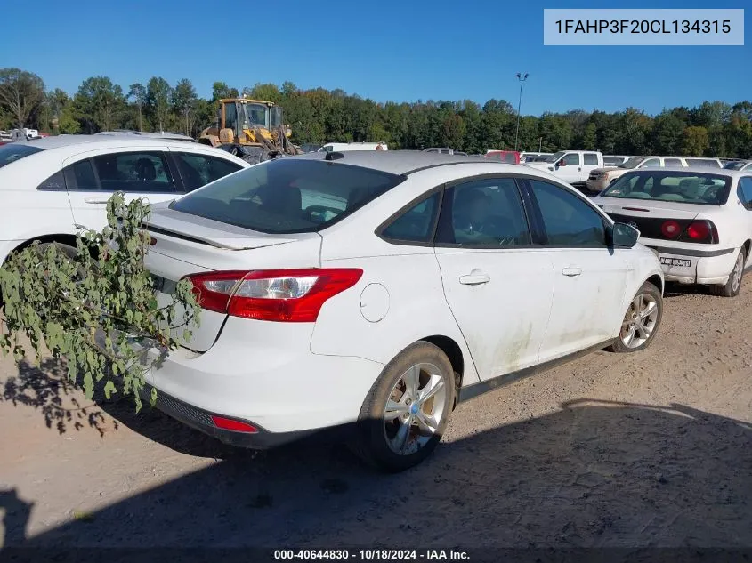 2012 Ford Focus Se VIN: 1FAHP3F20CL134315 Lot: 40644830