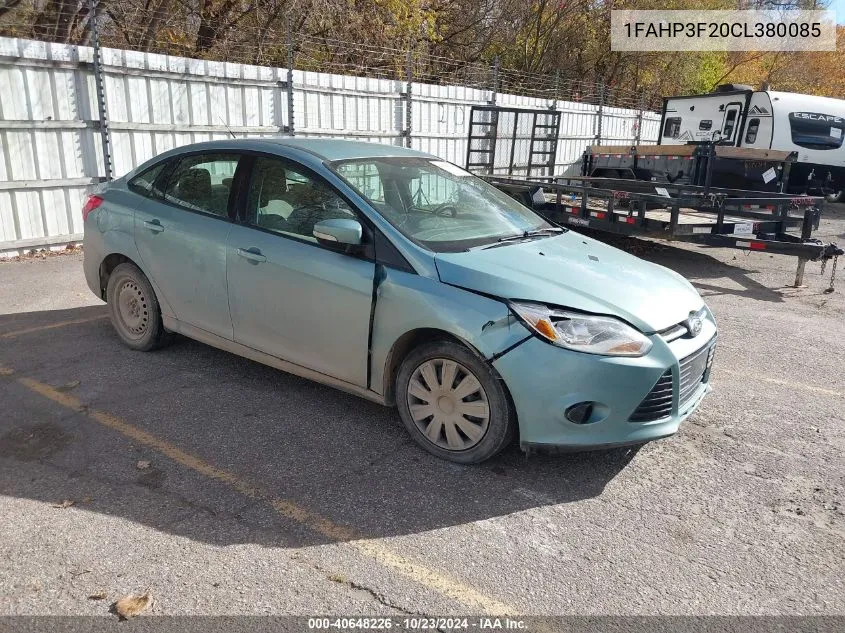 2012 Ford Focus Se VIN: 1FAHP3F20CL380085 Lot: 40648226