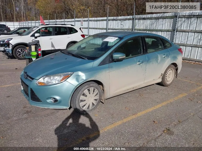 2012 Ford Focus Se VIN: 1FAHP3F20CL380085 Lot: 40648226