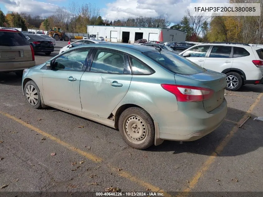 2012 Ford Focus Se VIN: 1FAHP3F20CL380085 Lot: 40648226