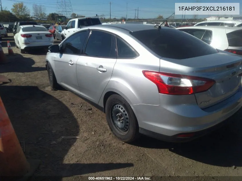 2012 Ford Focus Se VIN: 1FAHP3F2XCL216181 Lot: 40651962