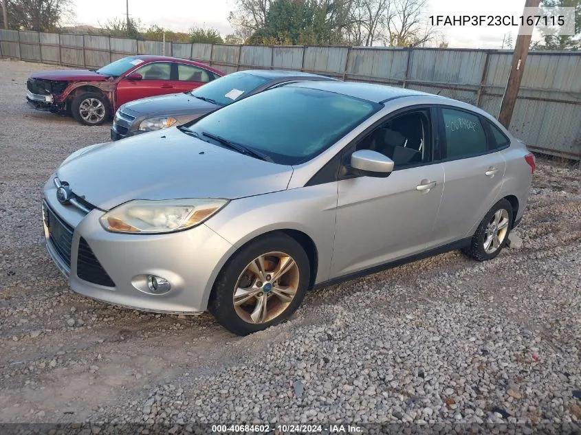 2012 Ford Focus Se VIN: 1FAHP3F23CL167115 Lot: 40684602