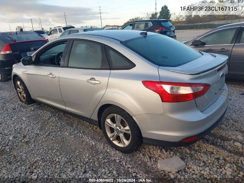 2012 Ford Focus Se VIN: 1FAHP3F23CL167115 Lot: 40684602