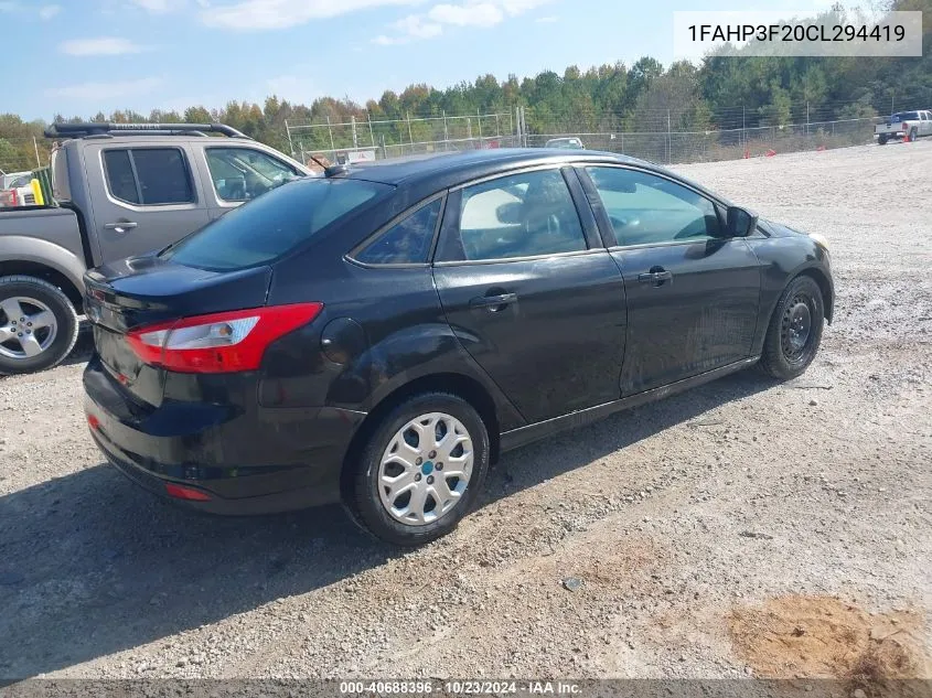 2012 Ford Focus Se VIN: 1FAHP3F20CL294419 Lot: 40688396