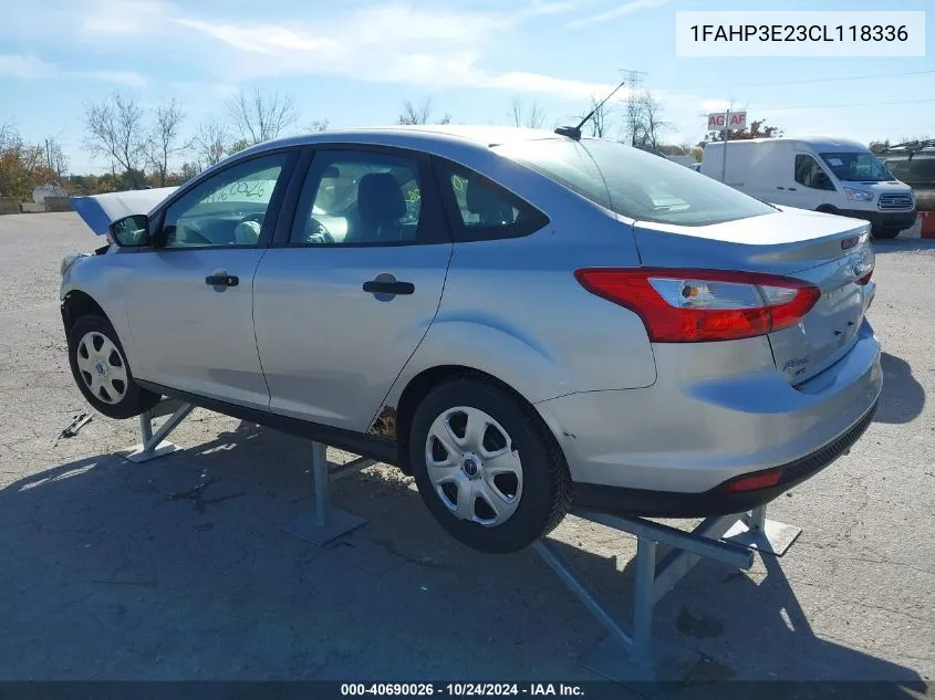 2012 Ford Focus S VIN: 1FAHP3E23CL118336 Lot: 40690026