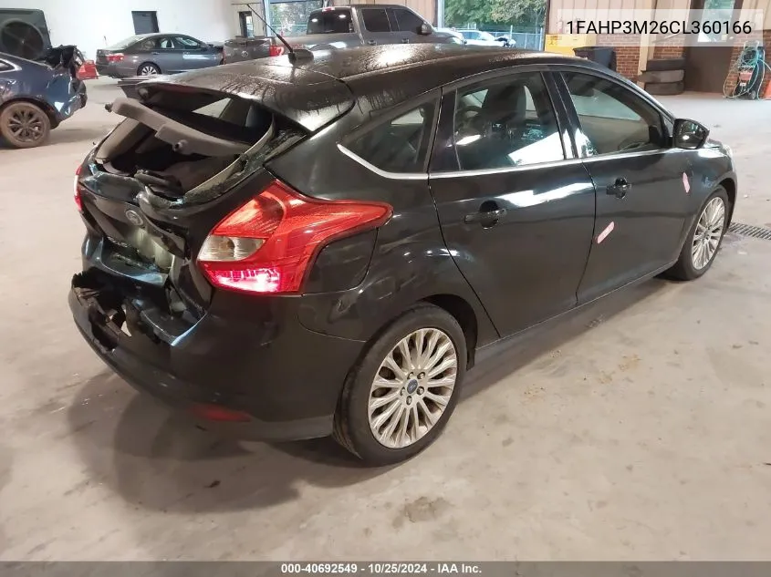 2012 Ford Focus Sel VIN: 1FAHP3M26CL360166 Lot: 40692549