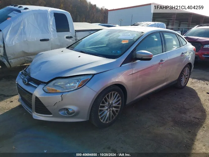 2012 Ford Focus Sel VIN: 1FAHP3H21CL404259 Lot: 40694855