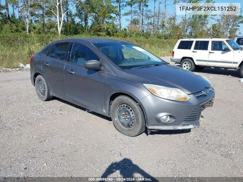 2012 Ford Focus Se VIN: 1FAHP3F2XCL151252 Lot: 40696760