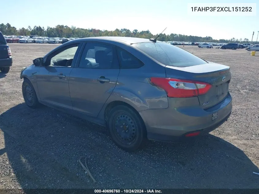 2012 Ford Focus Se VIN: 1FAHP3F2XCL151252 Lot: 40696760