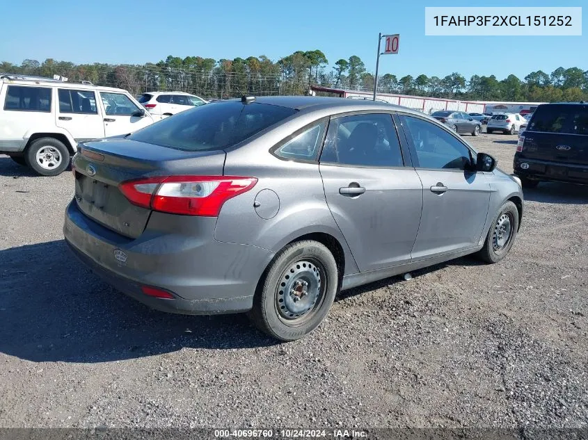 2012 Ford Focus Se VIN: 1FAHP3F2XCL151252 Lot: 40696760