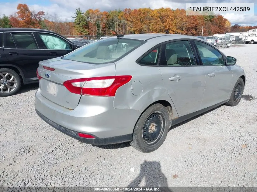 2012 Ford Focus Se VIN: 1FAHP3F2XCL442589 Lot: 40698368