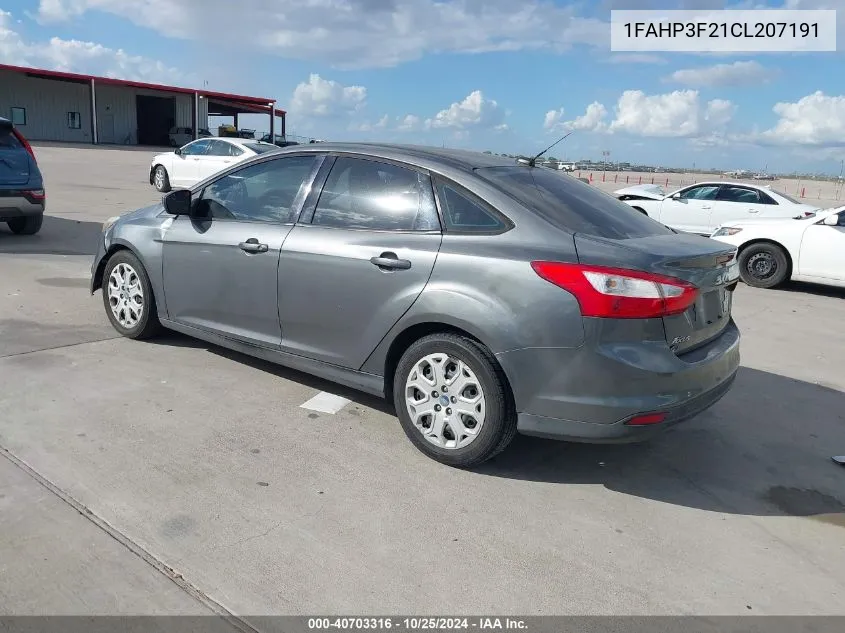 2012 Ford Focus Se VIN: 1FAHP3F21CL207191 Lot: 40703316