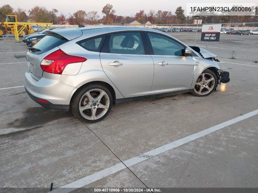 2012 Ford Focus Titanium VIN: 1FAHP3N23CL400086 Lot: 40710906