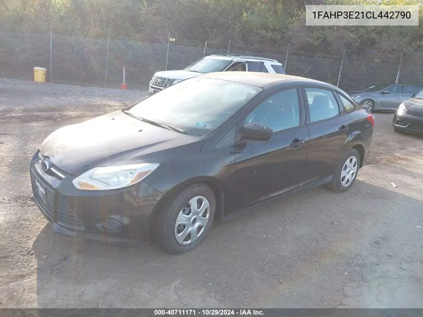 2012 Ford Focus S VIN: 1FAHP3E21CL442790 Lot: 40711171