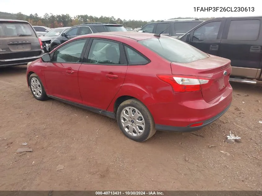 2012 Ford Focus Se VIN: 1FAHP3F26CL230613 Lot: 40713431