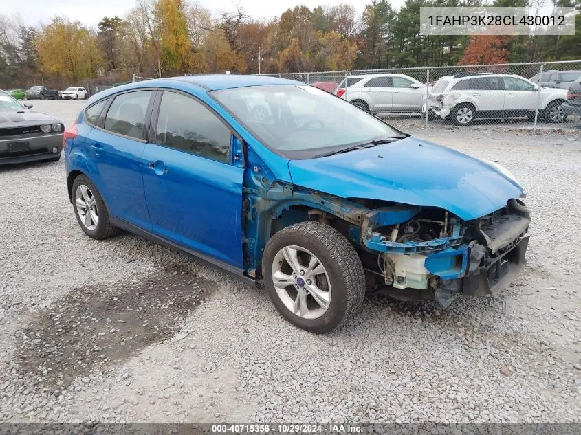 2012 Ford Focus Se VIN: 1FAHP3K28CL430012 Lot: 40715356