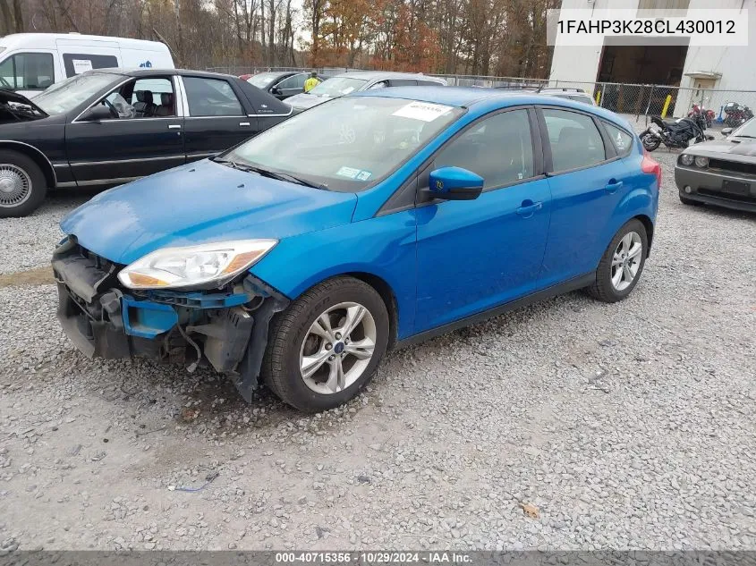 2012 Ford Focus Se VIN: 1FAHP3K28CL430012 Lot: 40715356