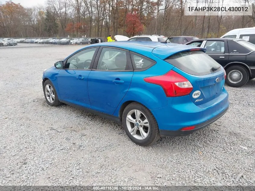 2012 Ford Focus Se VIN: 1FAHP3K28CL430012 Lot: 40715356