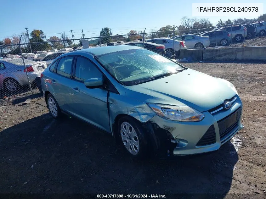 2012 Ford Focus Se VIN: 1FAHP3F28CL240978 Lot: 40717898