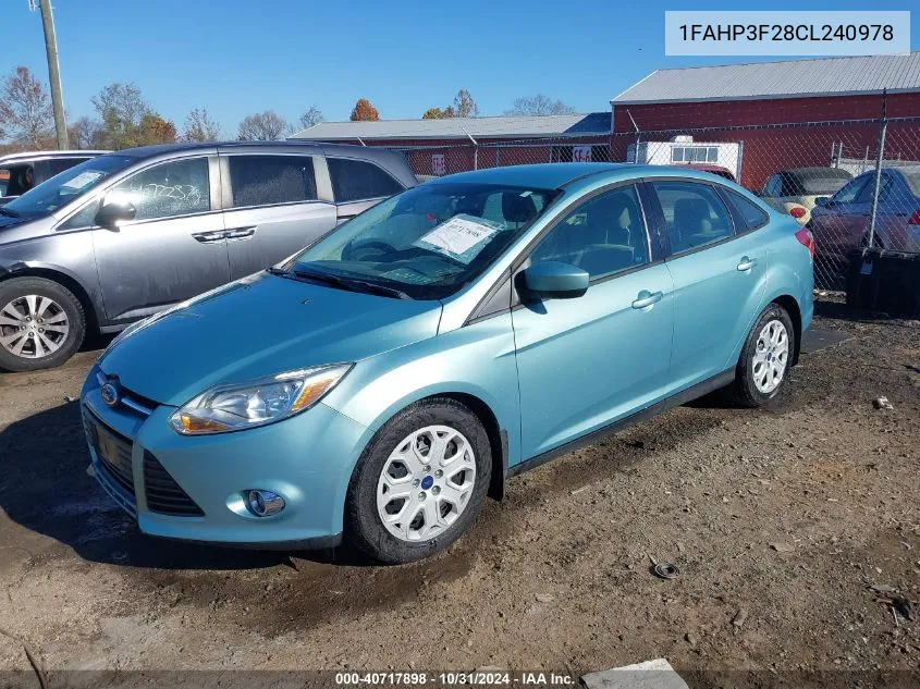 2012 Ford Focus Se VIN: 1FAHP3F28CL240978 Lot: 40717898