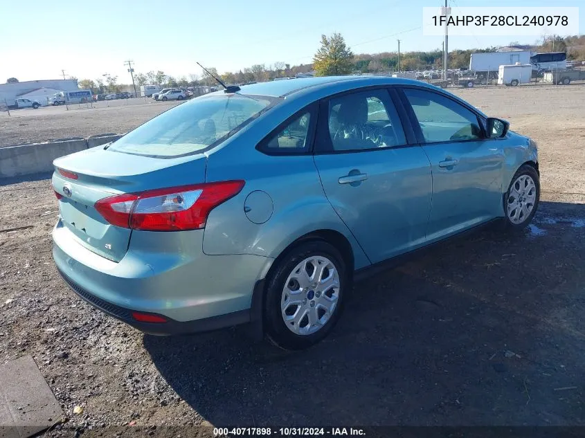 2012 Ford Focus Se VIN: 1FAHP3F28CL240978 Lot: 40717898