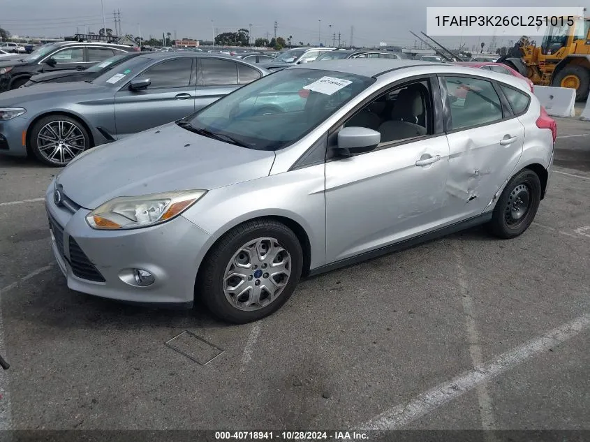 2012 Ford Focus Se VIN: 1FAHP3K26CL251015 Lot: 40718941