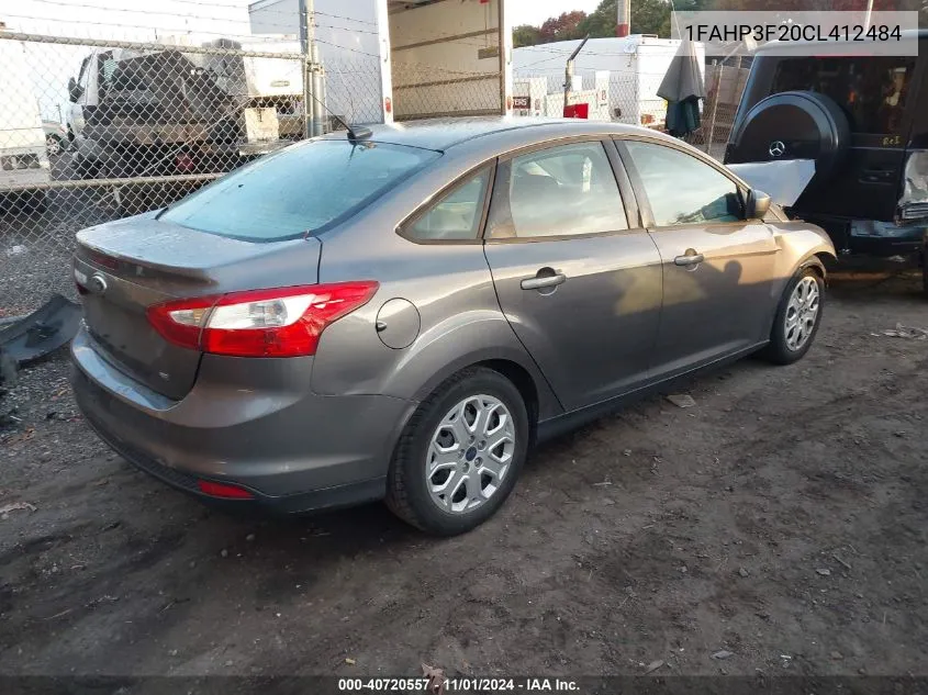 2012 Ford Focus Se VIN: 1FAHP3F20CL412484 Lot: 40720557