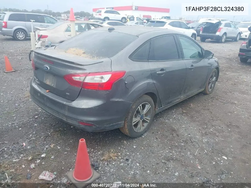 2012 Ford Focus Se VIN: 1FAHP3F28CL324380 Lot: 40720722