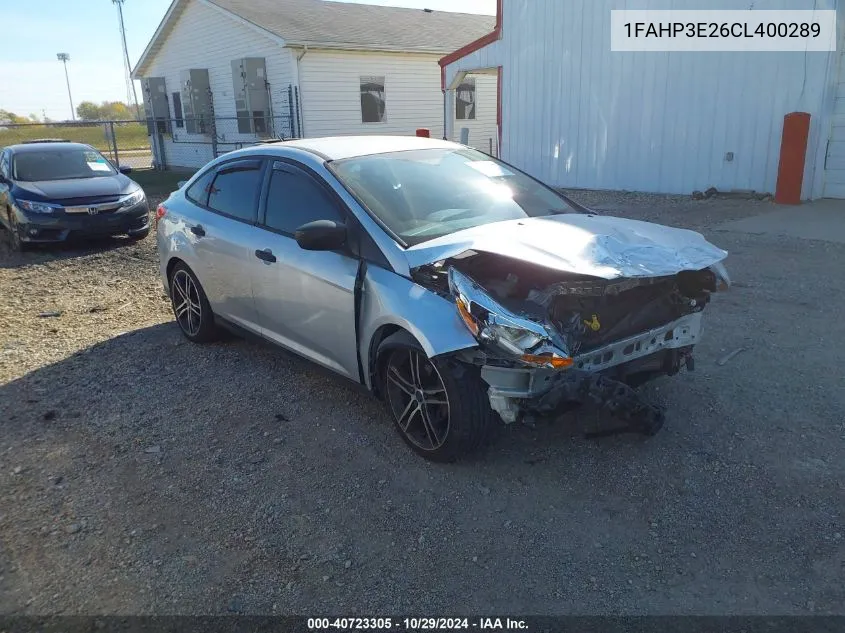 2012 Ford Focus S VIN: 1FAHP3E26CL400289 Lot: 40723305