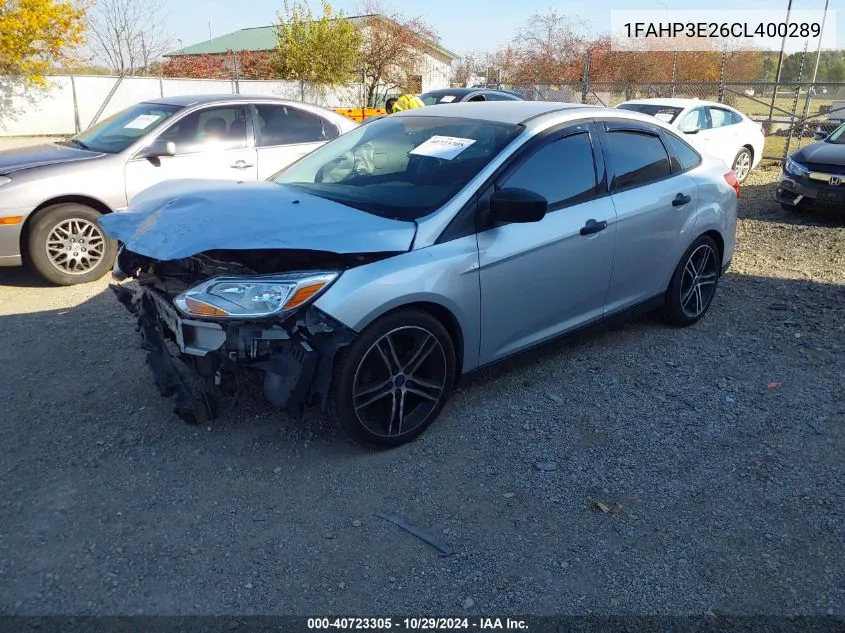 2012 Ford Focus S VIN: 1FAHP3E26CL400289 Lot: 40723305