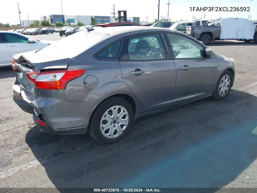 2012 Ford Focus Se VIN: 1FAHP3F2XCL236592 Lot: 40723675