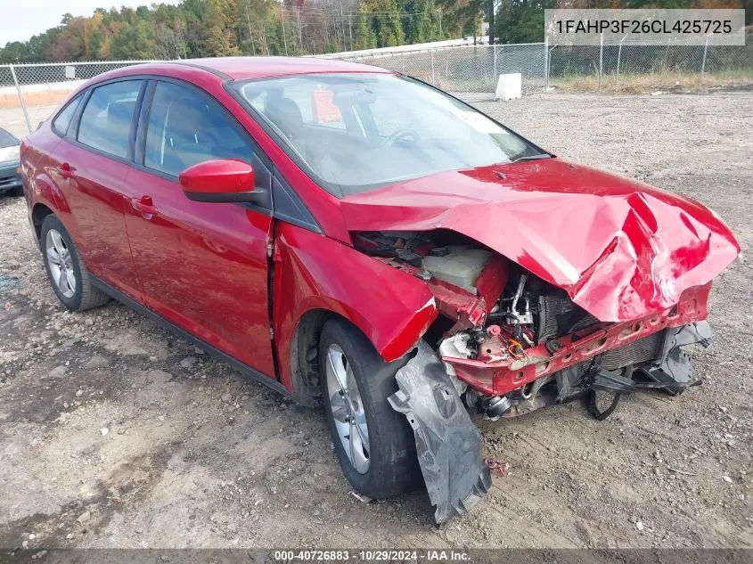 2012 Ford Focus Se VIN: 1FAHP3F26CL425725 Lot: 40726883