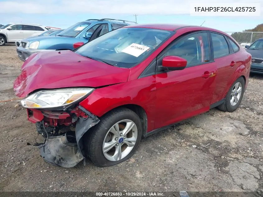 2012 Ford Focus Se VIN: 1FAHP3F26CL425725 Lot: 40726883