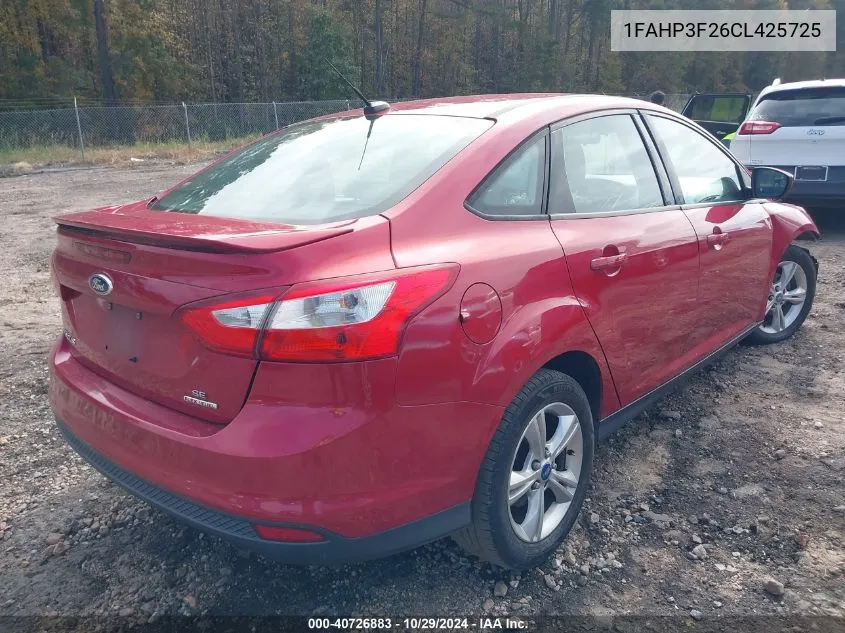 2012 Ford Focus Se VIN: 1FAHP3F26CL425725 Lot: 40726883