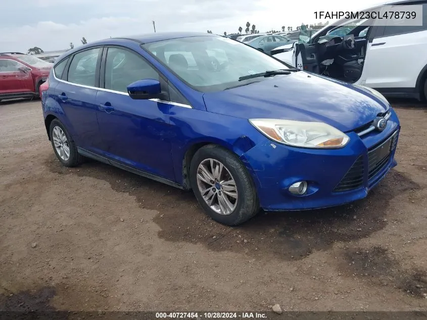 2012 Ford Focus Sel VIN: 1FAHP3M23CL478739 Lot: 40727454