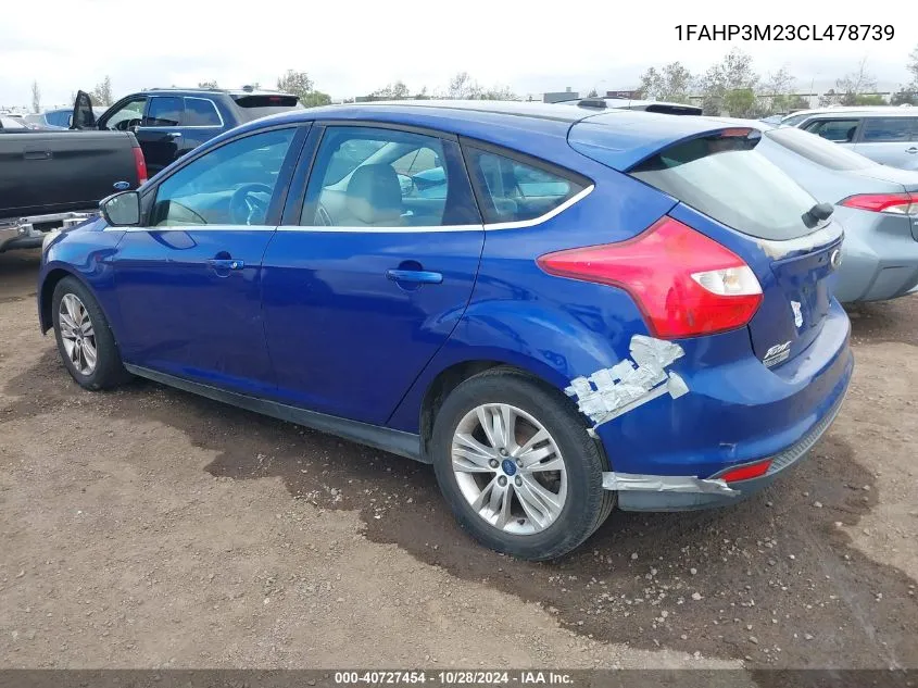 2012 Ford Focus Sel VIN: 1FAHP3M23CL478739 Lot: 40727454