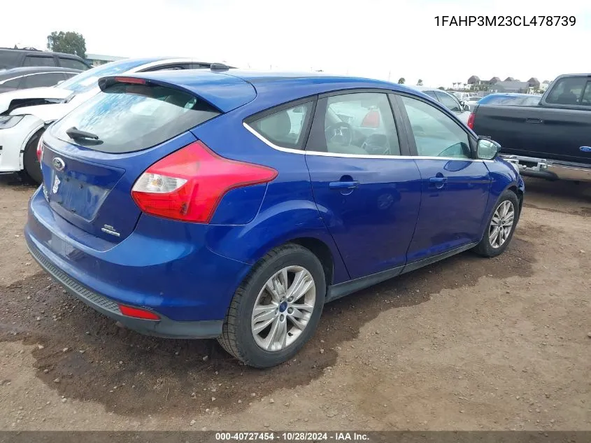 2012 Ford Focus Sel VIN: 1FAHP3M23CL478739 Lot: 40727454