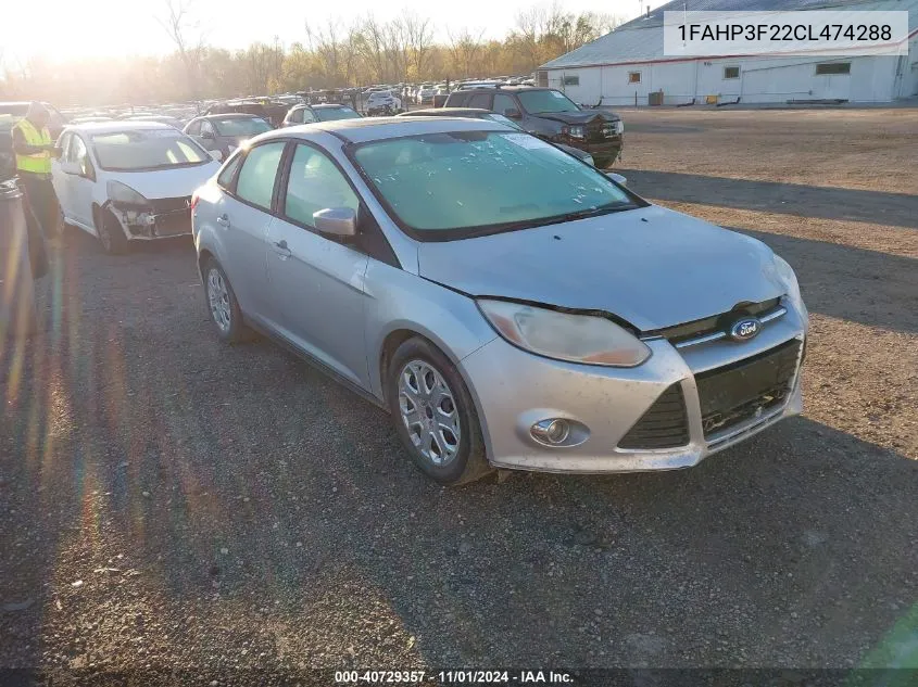 2012 Ford Focus Se VIN: 1FAHP3F22CL474288 Lot: 40729357