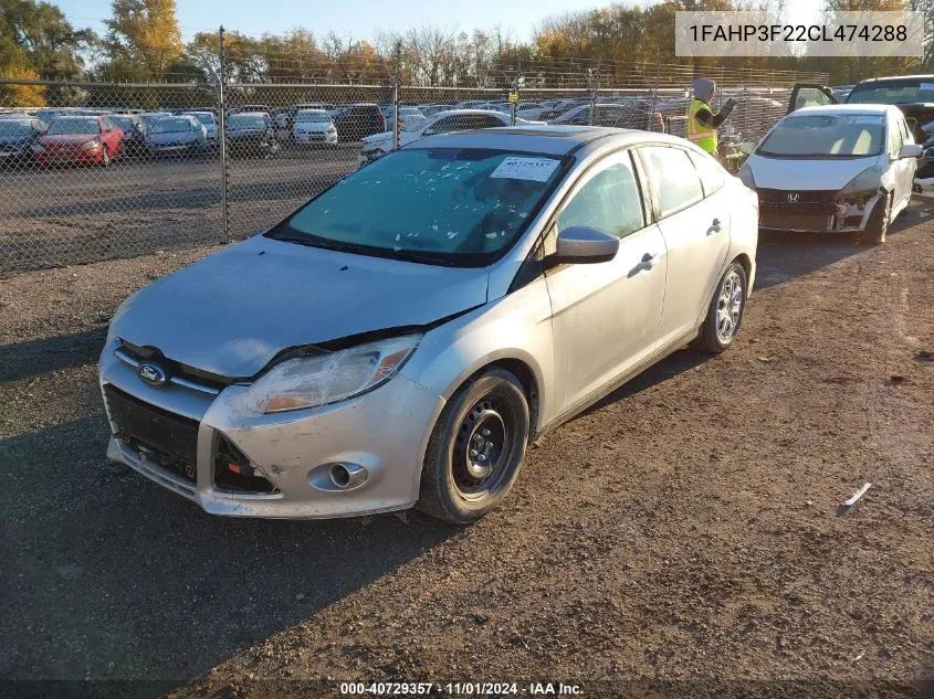 2012 Ford Focus Se VIN: 1FAHP3F22CL474288 Lot: 40729357