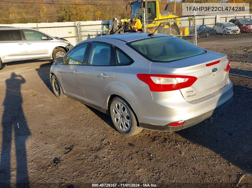 2012 Ford Focus Se VIN: 1FAHP3F22CL474288 Lot: 40729357