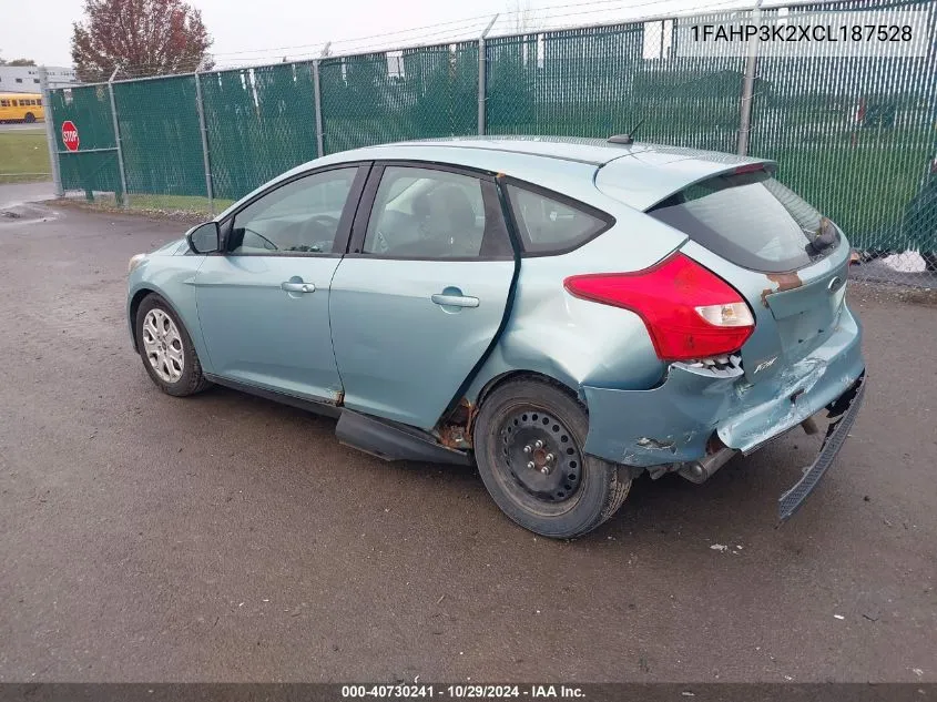 2012 Ford Focus Se VIN: 1FAHP3K2XCL187528 Lot: 40730241