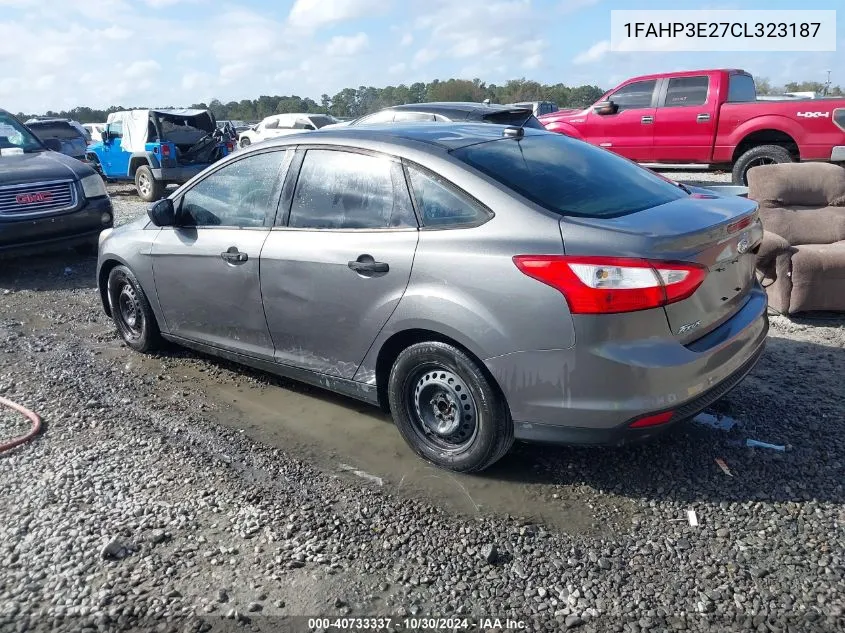 2012 Ford Focus S VIN: 1FAHP3E27CL323187 Lot: 40733337