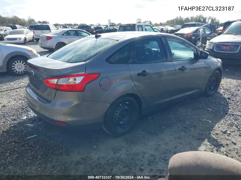 2012 Ford Focus S VIN: 1FAHP3E27CL323187 Lot: 40733337